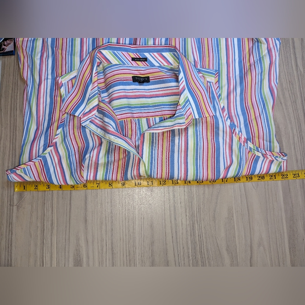 Talbots Womens 14W Multicolor Striped Button Down Shirt Top Blouse Sleeveless - Picture 7 of 11